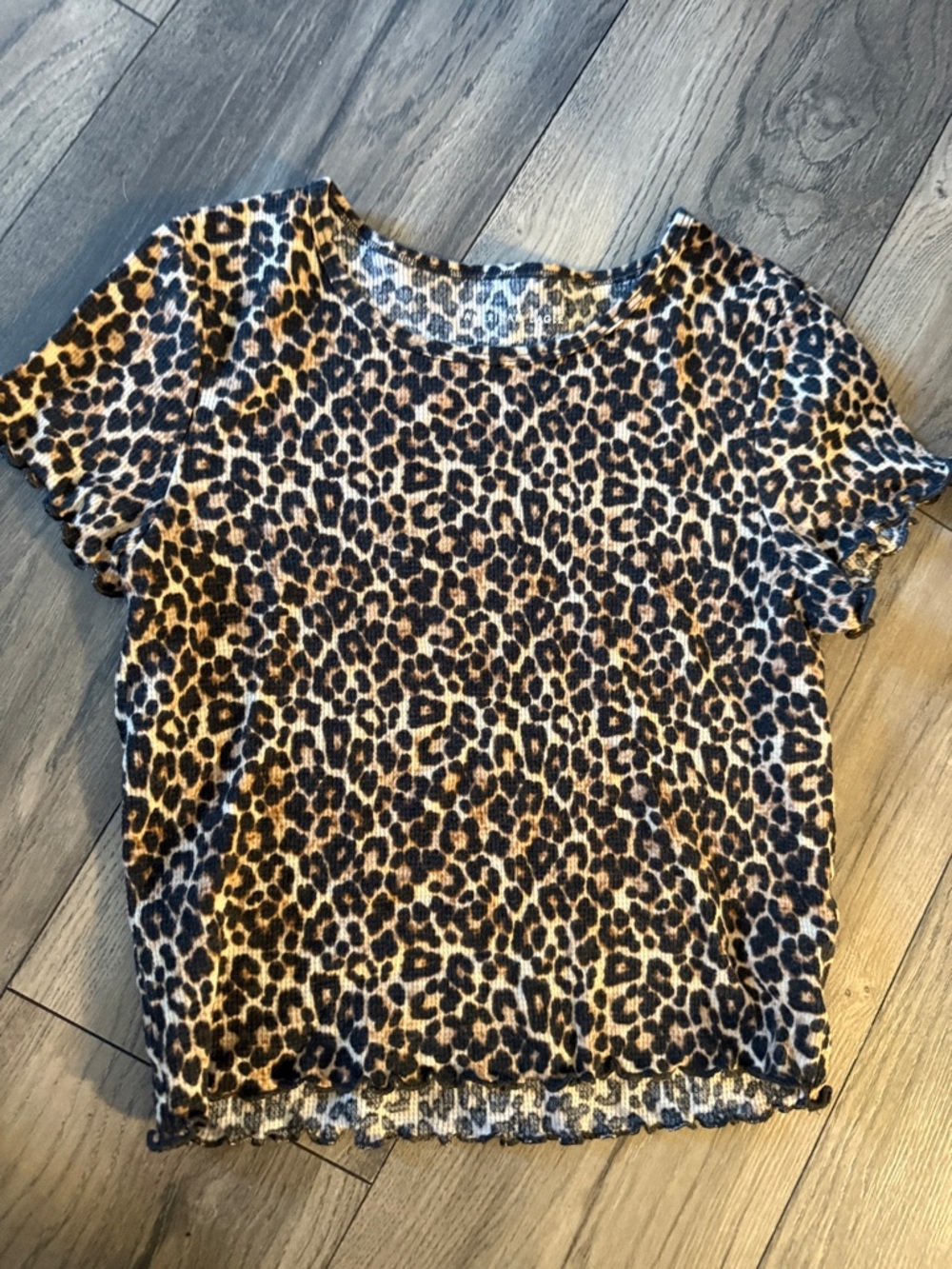 American Eagle Outfitters Leopard Print Short Sleeve Top - Brown & Black
